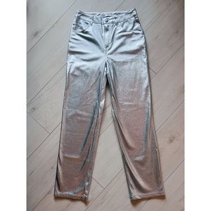 *SOLD* Zara faux leather silver metallic pants